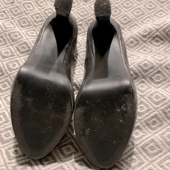 Metallic Pewter Peep Toe Heels - Picture 10 of 12